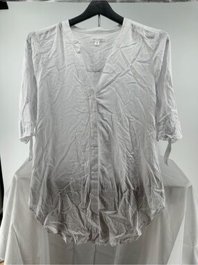 Daily thread white button down short sleeve blouse